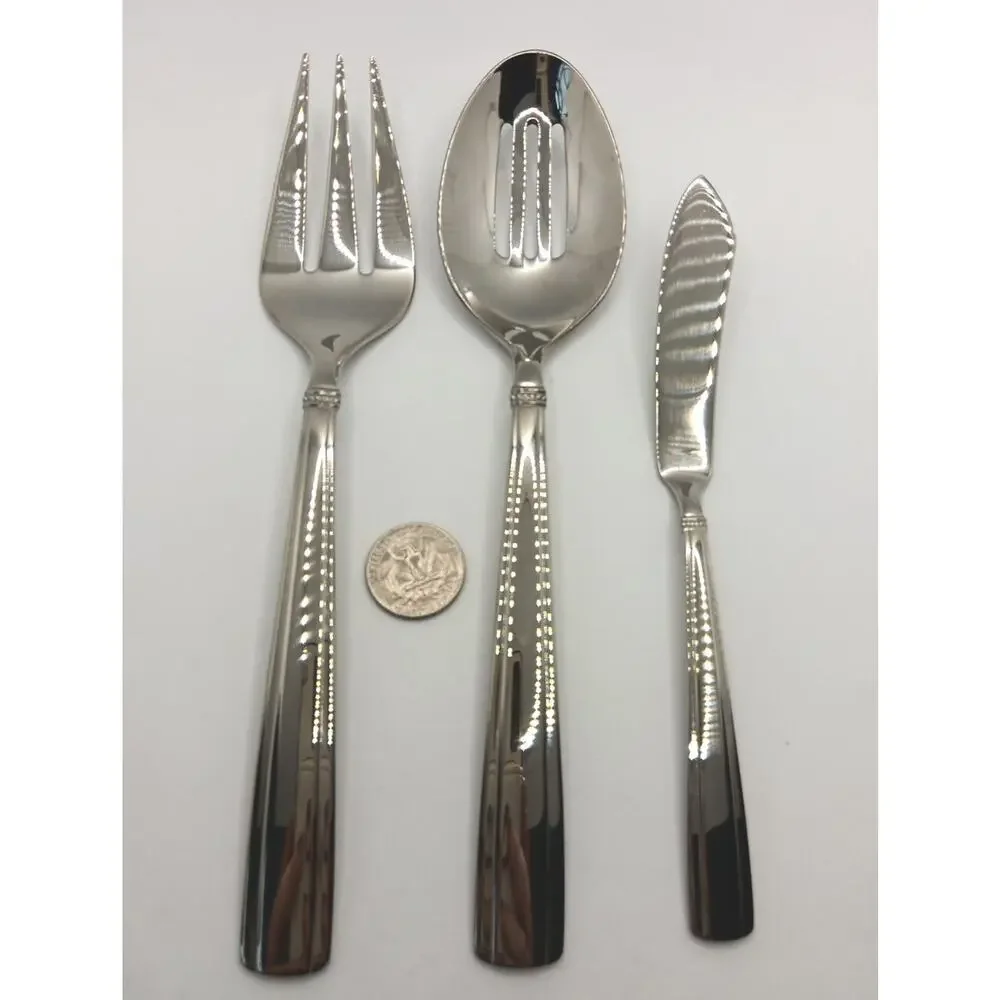 Reed & Barton Andover Pearl 3 Piece Server Hostess Set 18/10 Stainless Flatware